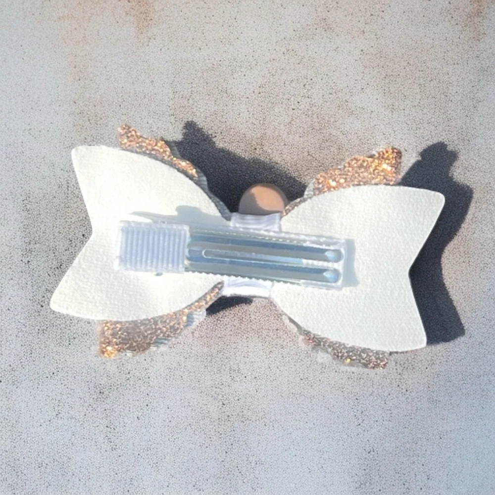 Brown and White Gingerbread Hair Bow Clip for Kids